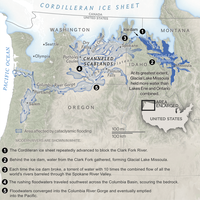 Lake Missoula flood map