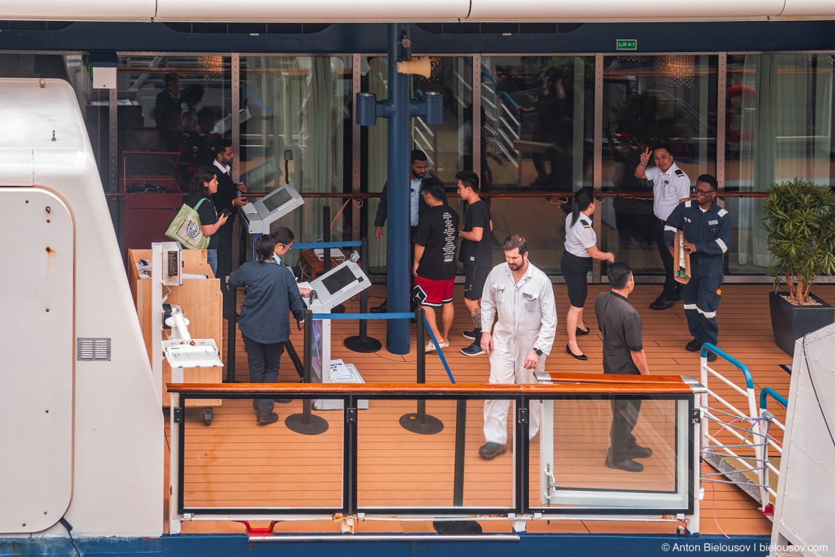 Boarding Celebrity Eclipse cruise ship at Canada Place, Vancouver, BC