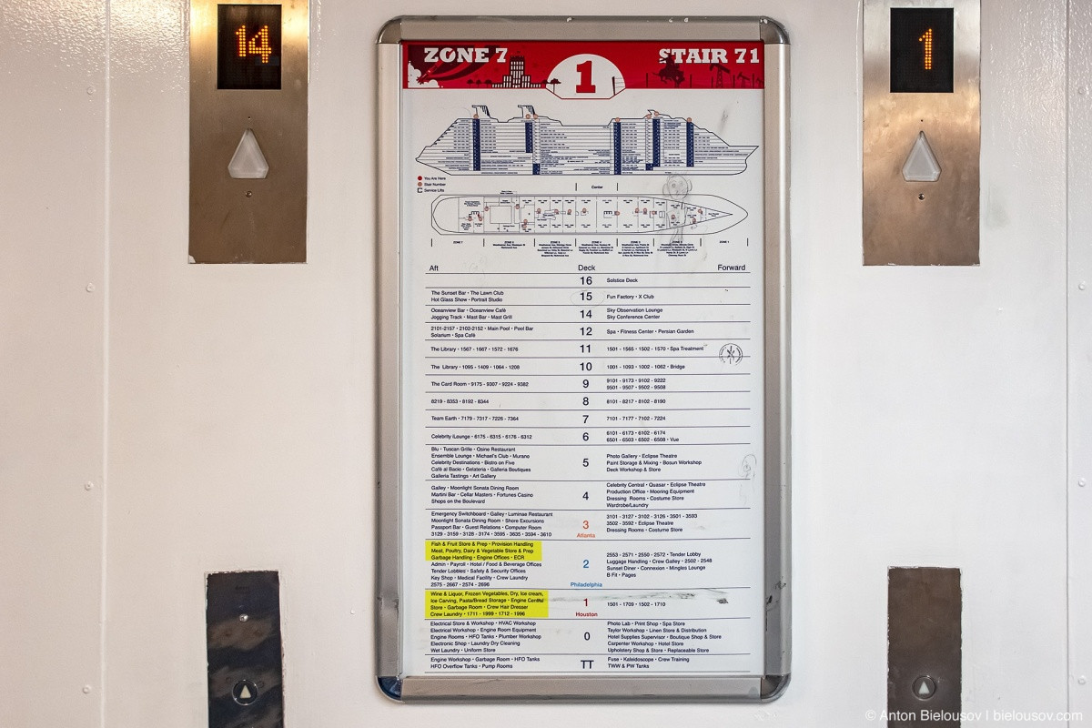 Celebrity Eclipse service decks map