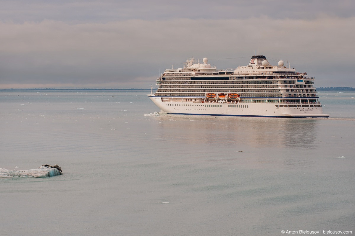 Viking Orion cruise liner at Hubbard Glacier, AK