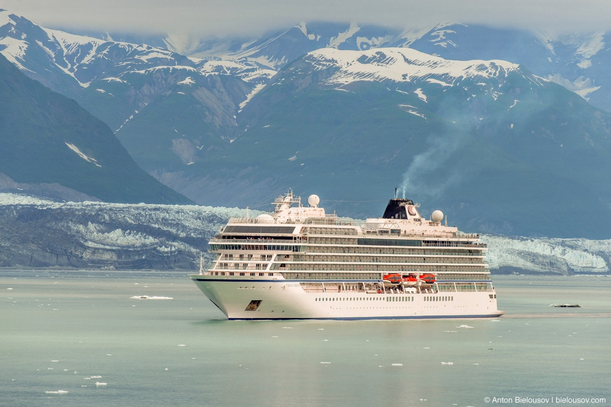 Viking Orion cruise liner at Hubbard Glacier, AK