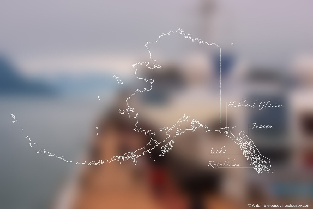 Alaska map Hubbard Glacier cruise itinerary