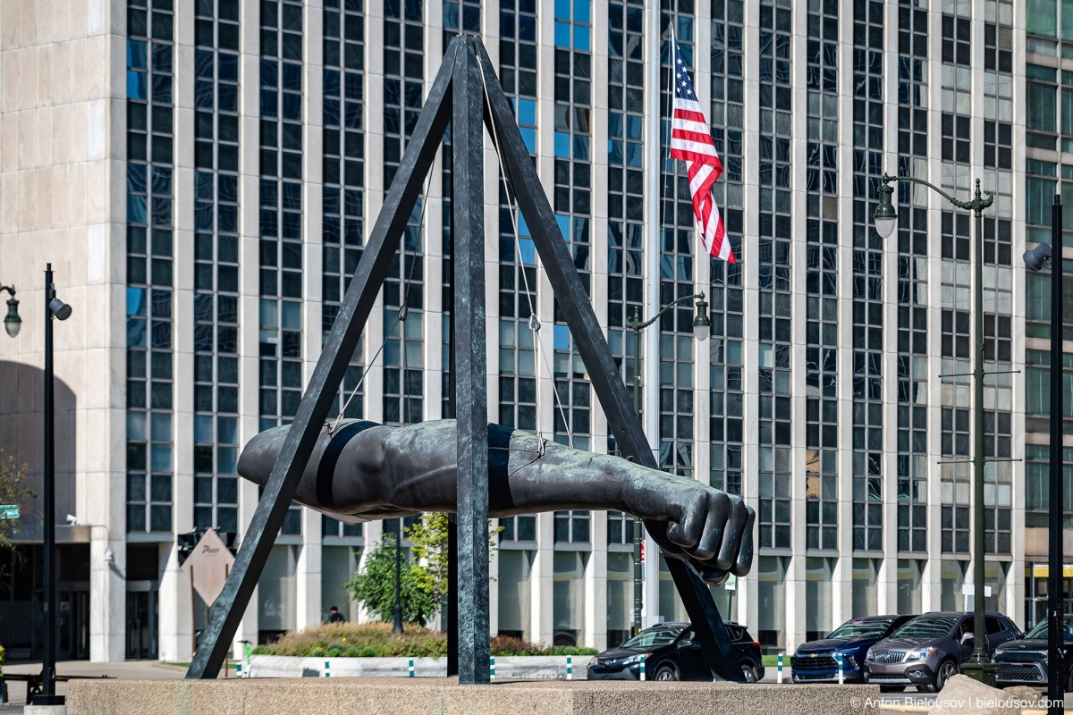 Joe Louis "The Fist" monument in Detroit, MI