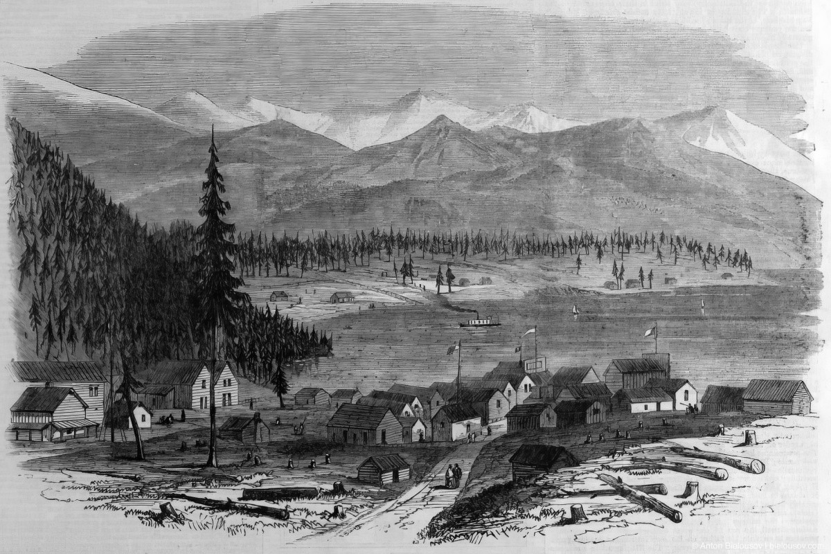 he Town of Douglas And Harrison Lake, – 1864 – Sketches in British Columbia – London Illustrated News