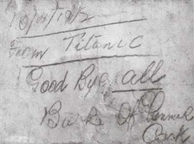Burke message from Titanic